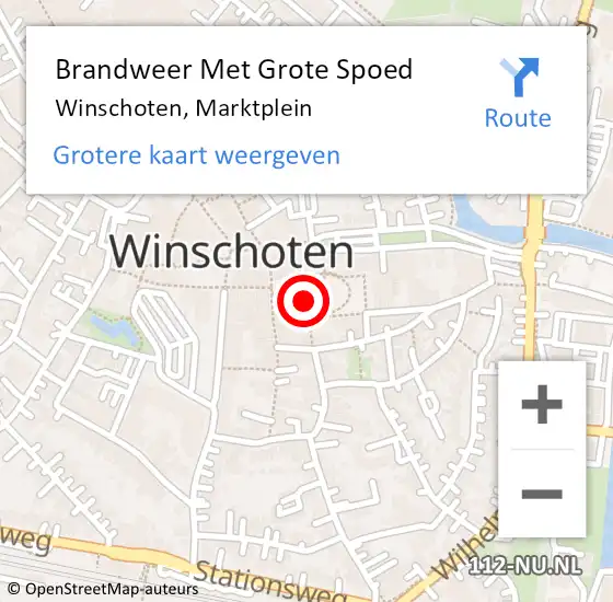 Locatie op kaart van de 112 melding: Brandweer Met Grote Spoed Naar Winschoten, Marktplein op 9 december 2021 16:33