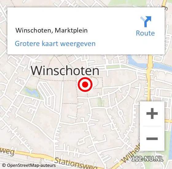 Locatie op kaart van de 112 melding:  Winschoten, Marktplein op 9 december 2021 16:36