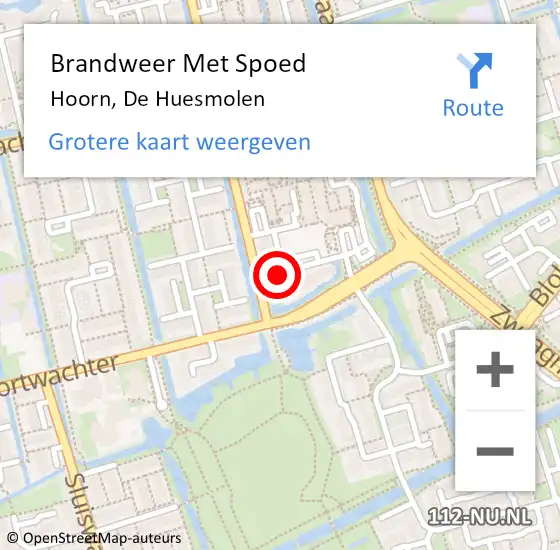 Locatie op kaart van de 112 melding: Brandweer Met Spoed Naar Hoorn, De Huesmolen op 9 december 2021 16:38