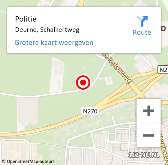 Locatie op kaart van de 112 melding: Politie Deurne, Schalkertweg op 9 december 2021 16:41