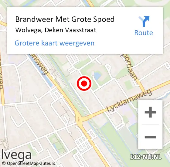 Locatie op kaart van de 112 melding: Brandweer Met Grote Spoed Naar Wolvega, Deken Vaasstraat op 9 december 2021 16:47