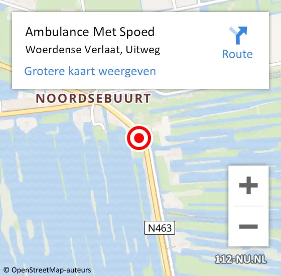 Locatie op kaart van de 112 melding: Ambulance Met Spoed Naar Woerdense Verlaat, Uitweg op 1 juli 2014 19:32