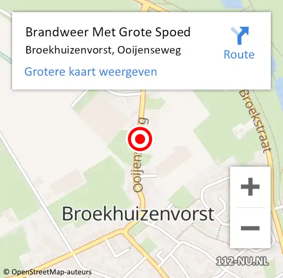 Locatie op kaart van de 112 melding: Brandweer Met Grote Spoed Naar Broekhuizenvorst, Ooijenseweg op 9 december 2021 16:57