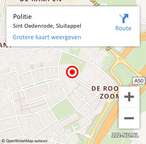 Locatie op kaart van de 112 melding: Politie Sint Oedenrode, Sluitappel op 9 december 2021 17:08