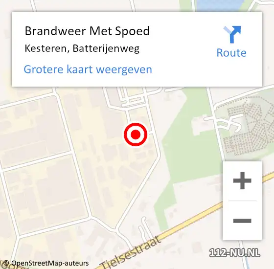 Locatie op kaart van de 112 melding: Brandweer Met Spoed Naar Kesteren, Batterijenweg op 9 december 2021 17:10