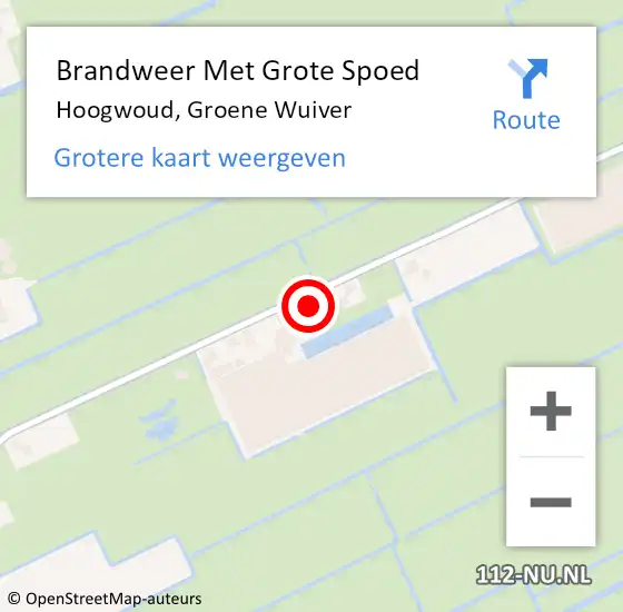 Locatie op kaart van de 112 melding: Brandweer Met Grote Spoed Naar Hoogwoud, Groene Wuiver op 9 december 2021 17:19