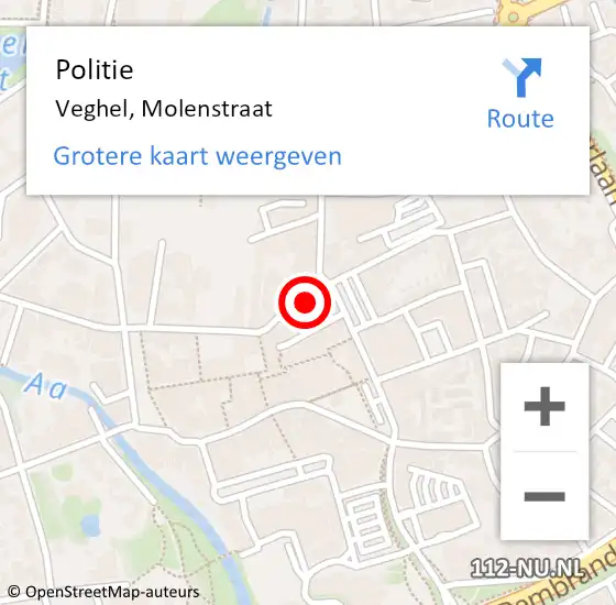 Locatie op kaart van de 112 melding: Politie Veghel, Molenstraat op 9 december 2021 17:34