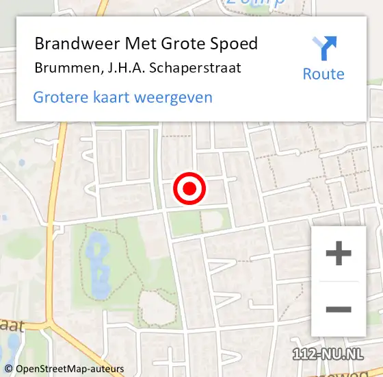 Locatie op kaart van de 112 melding: Brandweer Met Grote Spoed Naar Brummen, J.H.A. Schaperstraat op 9 december 2021 17:35