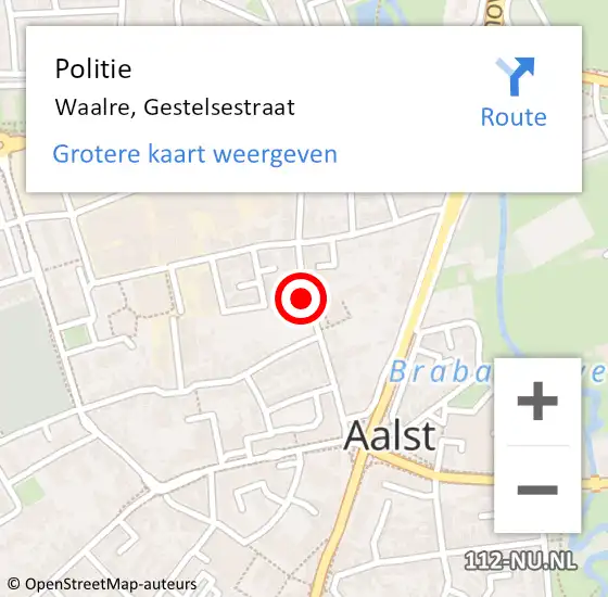Locatie op kaart van de 112 melding: Politie Waalre, Gestelsestraat op 9 december 2021 17:55