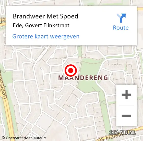 Locatie op kaart van de 112 melding: Brandweer Met Spoed Naar Ede, Govert Flinkstraat op 9 december 2021 18:08