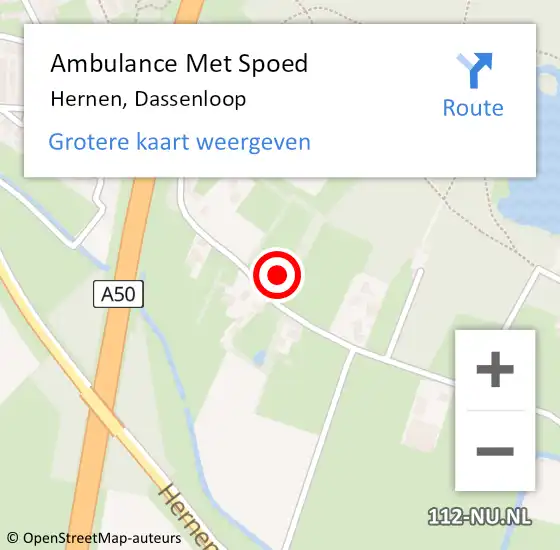 Locatie op kaart van de 112 melding: Ambulance Met Spoed Naar Hernen, Dassenloop op 9 december 2021 18:20