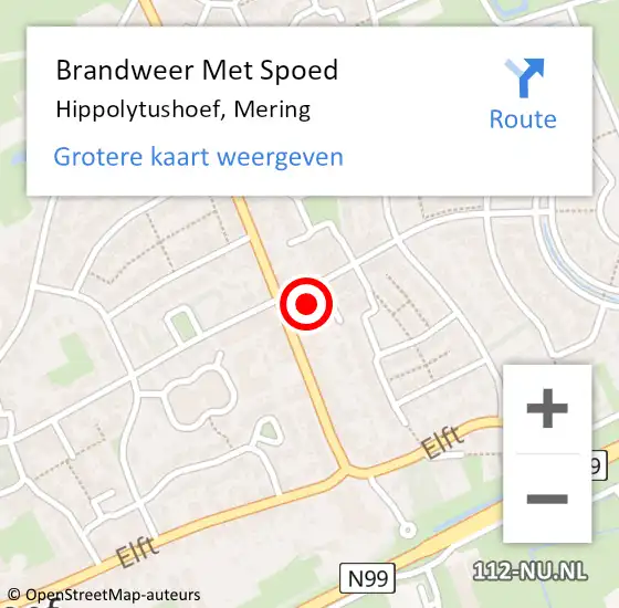 Locatie op kaart van de 112 melding: Brandweer Met Spoed Naar Hippolytushoef, Mering op 9 december 2021 18:52