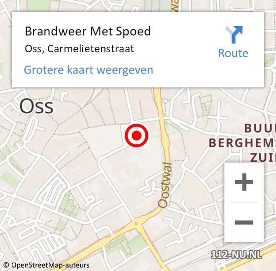 Locatie op kaart van de 112 melding: Brandweer Met Spoed Naar Oss, Carmelietenstraat op 9 december 2021 19:05