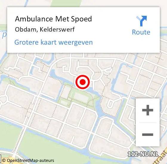 Locatie op kaart van de 112 melding: Ambulance Met Spoed Naar Obdam, Kelderswerf op 9 december 2021 19:06
