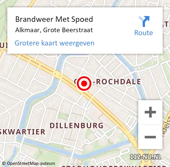 Locatie op kaart van de 112 melding: Brandweer Met Spoed Naar Alkmaar, Grote Beerstraat op 9 december 2021 19:08