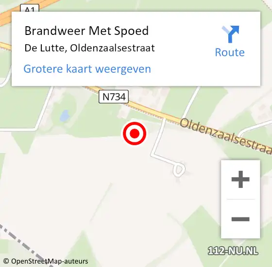 Locatie op kaart van de 112 melding: Brandweer Met Spoed Naar De Lutte, Oldenzaalsestraat op 9 december 2021 19:15