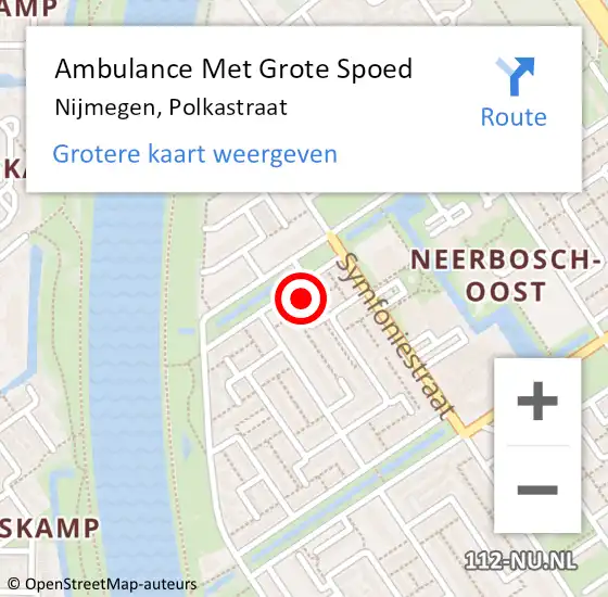 Locatie op kaart van de 112 melding: Ambulance Met Grote Spoed Naar Nijmegen, Polkastraat op 9 december 2021 20:03