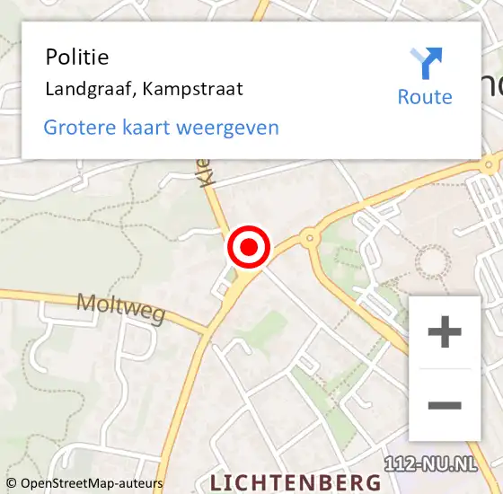 Locatie op kaart van de 112 melding: Politie Landgraaf, Kampstraat op 9 december 2021 20:11
