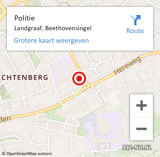 Locatie op kaart van de 112 melding: Politie Landgraaf, Beethovensingel op 9 december 2021 20:11