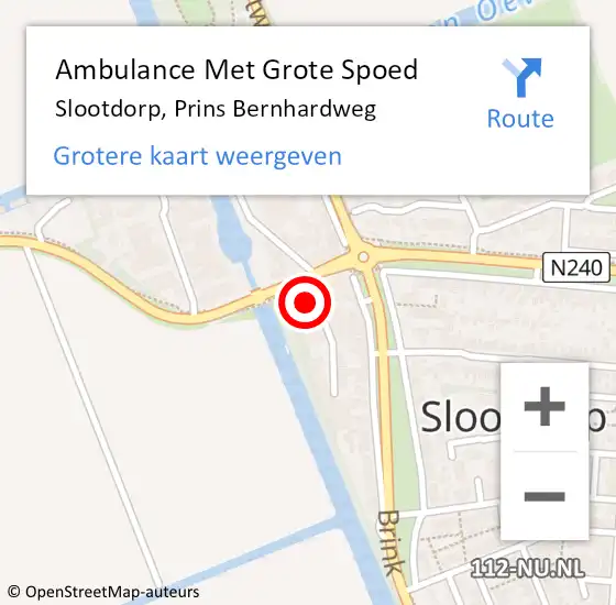 Locatie op kaart van de 112 melding: Ambulance Met Grote Spoed Naar Slootdorp, Prins Bernhardweg op 9 december 2021 20:12