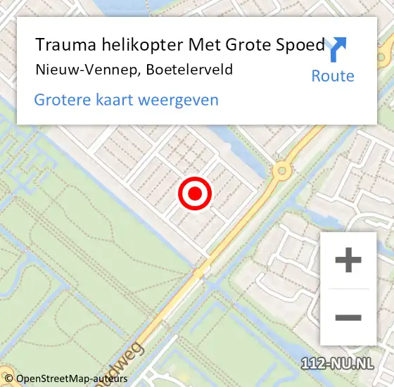 Locatie op kaart van de 112 melding: Trauma helikopter Met Grote Spoed Naar Nieuw-Vennep, Boetelerveld op 9 december 2021 21:03