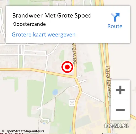 Locatie op kaart van de 112 melding: Brandweer Met Grote Spoed Naar Kloosterzande op 9 december 2021 21:28