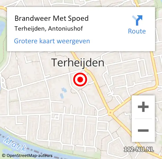 Locatie op kaart van de 112 melding: Brandweer Met Spoed Naar Terheijden, Dorpsplein op 9 december 2021 21:48