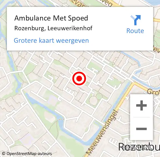 Locatie op kaart van de 112 melding: Ambulance Met Spoed Naar Rozenburg, Leeuwerikenhof op 9 december 2021 23:14