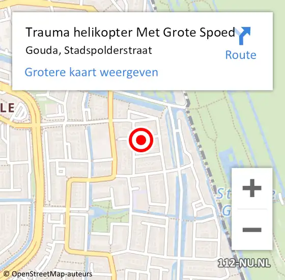 Locatie op kaart van de 112 melding: Trauma helikopter Met Grote Spoed Naar Gouda, Stadspolderstraat op 9 december 2021 23:57