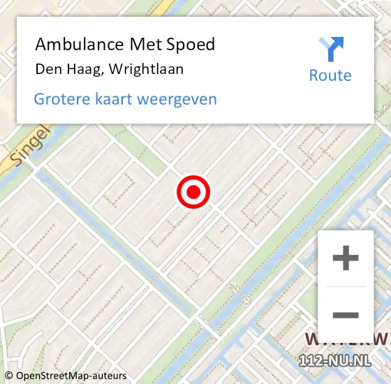 Locatie op kaart van de 112 melding: Ambulance Met Spoed Naar Den Haag, Wrightlaan op 9 december 2021 23:59