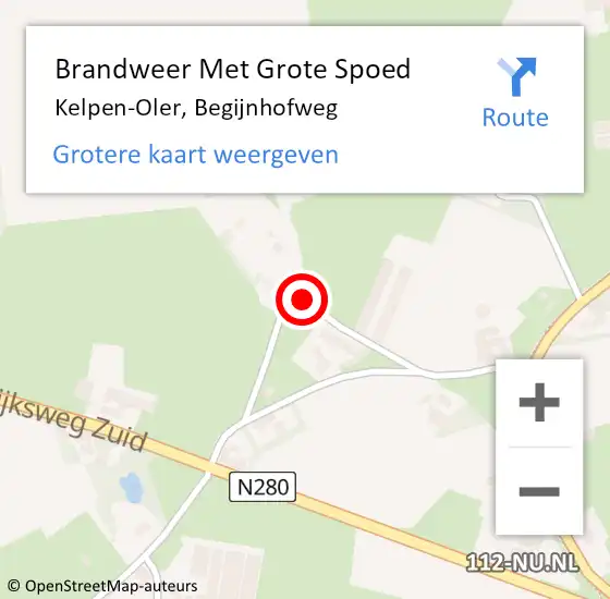 Locatie op kaart van de 112 melding: Brandweer Met Grote Spoed Naar Kelpen-Oler, Begijnhofweg op 10 december 2021 00:30