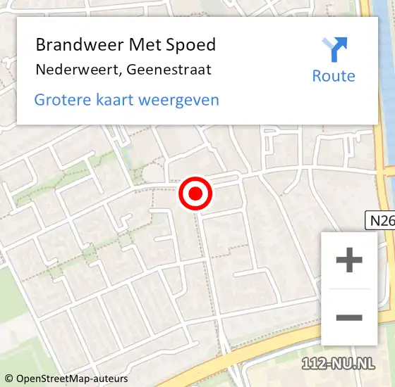 Locatie op kaart van de 112 melding: Brandweer Met Spoed Naar Nederweert, Geenestraat op 10 december 2021 02:03