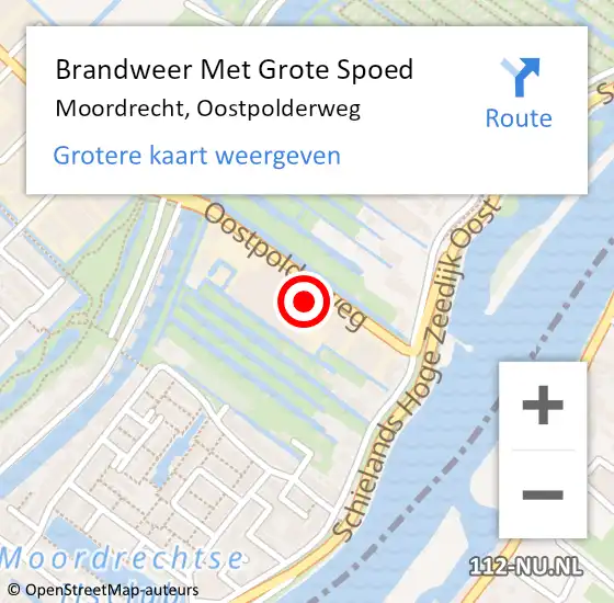 Locatie op kaart van de 112 melding: Brandweer Met Grote Spoed Naar Moordrecht, Oostpolderweg op 10 december 2021 02:21