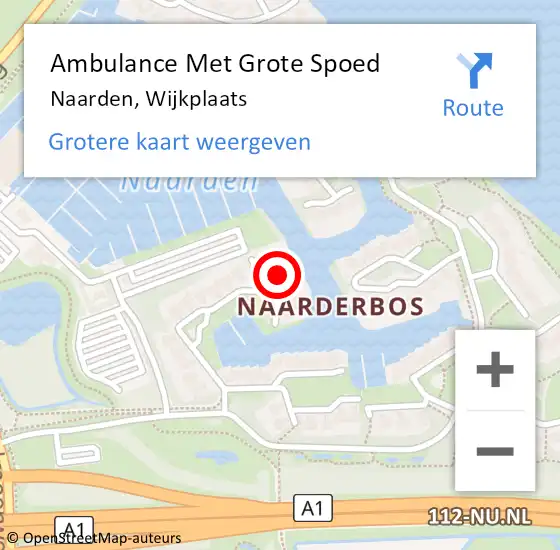 Locatie op kaart van de 112 melding: Ambulance Met Grote Spoed Naar Naarden, Wijkplaats op 1 juli 2014 20:17