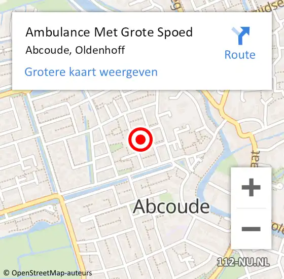 Locatie op kaart van de 112 melding: Ambulance Met Grote Spoed Naar Abcoude, Oldenhoff op 10 december 2021 03:24