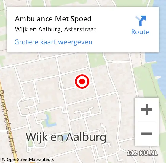 Locatie op kaart van de 112 melding: Ambulance Met Spoed Naar Wijk en Aalburg, Asterstraat op 1 juli 2014 20:18