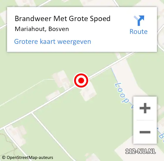 Locatie op kaart van de 112 melding: Brandweer Met Grote Spoed Naar Mariahout, Bosven op 10 december 2021 05:32