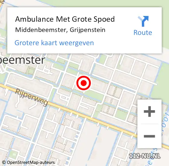 Locatie op kaart van de 112 melding: Ambulance Met Grote Spoed Naar Middenbeemster, Grijpenstein op 10 december 2021 05:35