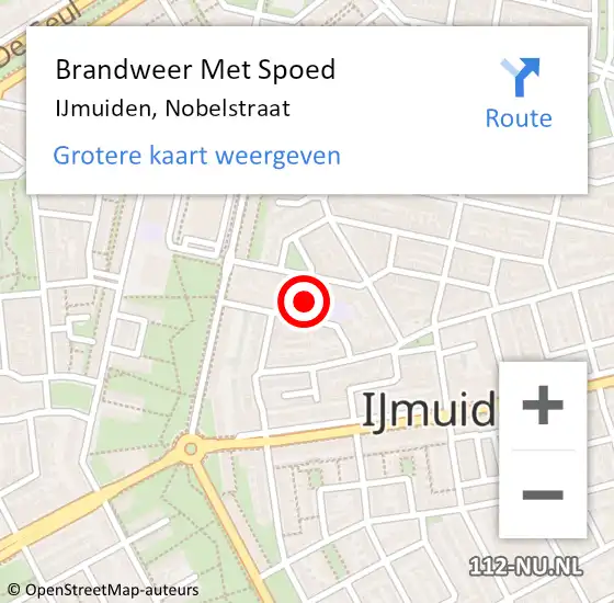 Locatie op kaart van de 112 melding: Brandweer Met Spoed Naar IJmuiden, Nobelstraat op 10 december 2021 05:50