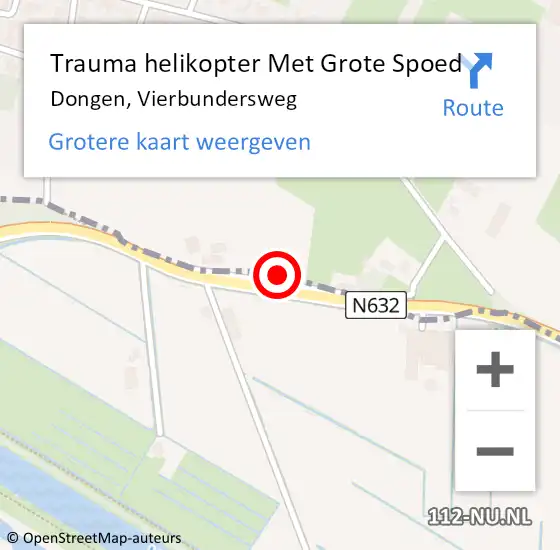 Locatie op kaart van de 112 melding: Trauma helikopter Met Grote Spoed Naar Dongen, Vierbundersweg op 10 december 2021 06:02