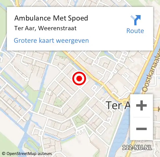 Locatie op kaart van de 112 melding: Ambulance Met Spoed Naar Ter Aar, Weerenstraat op 10 december 2021 06:17