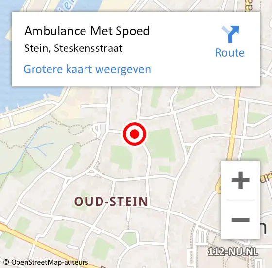 Locatie op kaart van de 112 melding: Ambulance Met Spoed Naar Stein, Steskensstraat op 1 juli 2014 20:24