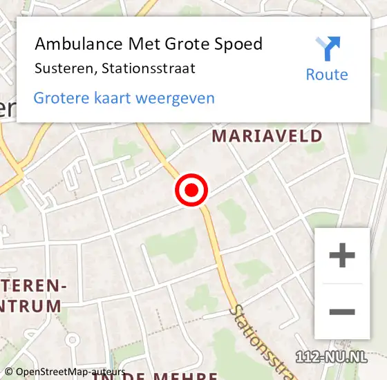 Locatie op kaart van de 112 melding: Ambulance Met Grote Spoed Naar Susteren, Stationsstraat op 10 december 2021 07:17