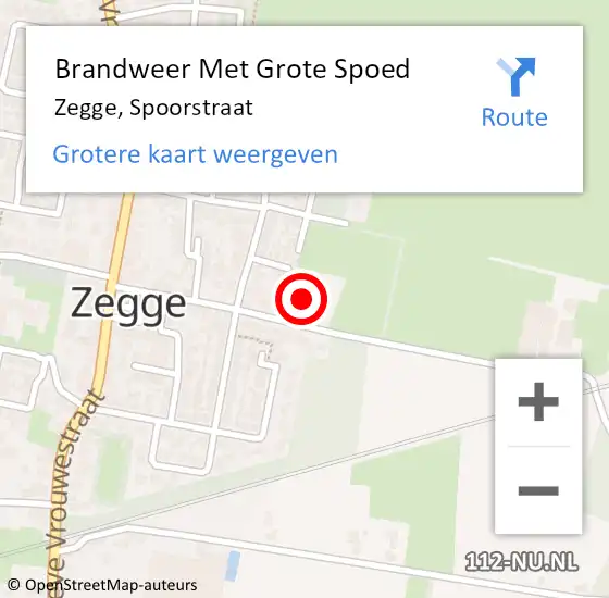 Locatie op kaart van de 112 melding: Brandweer Met Grote Spoed Naar Zegge, Spoorstraat op 10 december 2021 07:45