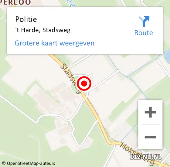 Locatie op kaart van de 112 melding: Politie 't Harde, Stadsweg op 10 december 2021 08:04