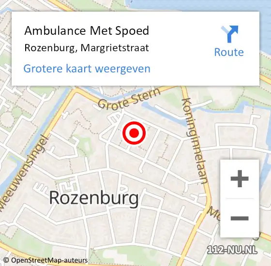 Locatie op kaart van de 112 melding: Ambulance Met Spoed Naar Rozenburg, Margrietstraat op 10 december 2021 08:28