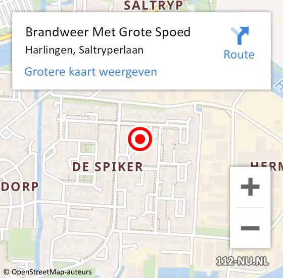 Locatie op kaart van de 112 melding: Brandweer Met Grote Spoed Naar Harlingen, Saltryperlaan op 10 december 2021 08:30