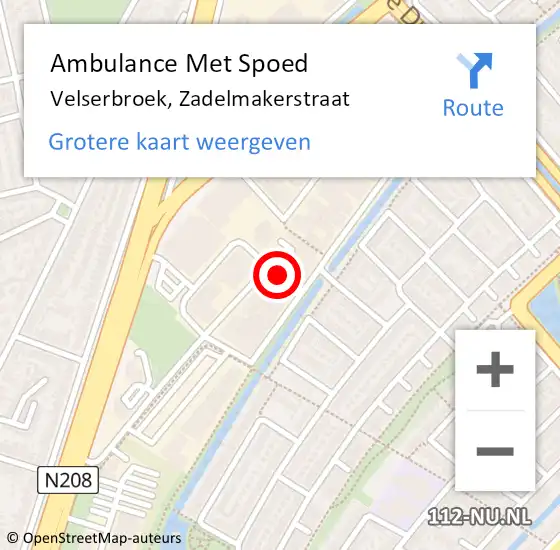 Locatie op kaart van de 112 melding: Ambulance Met Spoed Naar Velserbroek, Zadelmakerstraat op 10 december 2021 08:42