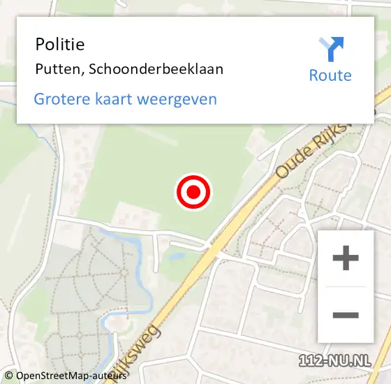 Locatie op kaart van de 112 melding: Politie Putten, Schoonderbeeklaan op 10 december 2021 08:52