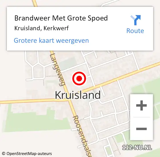 Locatie op kaart van de 112 melding: Brandweer Met Grote Spoed Naar Kruisland, Kerkwerf op 10 december 2021 08:57